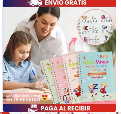 Super Kit de 4 Libros de Caligrafia Reutilizables con Tinta Mágica™ - Educacion