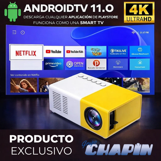 Projetor Premium 4K 120 Pulgadas + 1 Año de Garantia Extendida y Regalos Exclusivos!