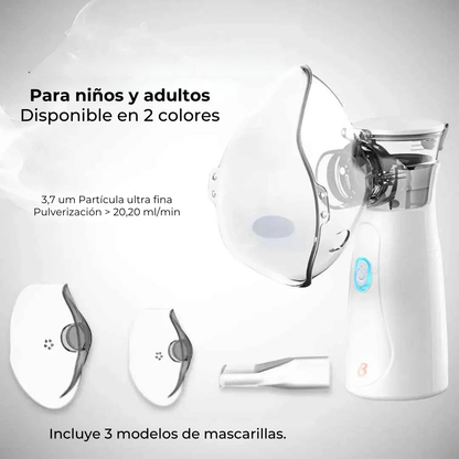 Nebulizador Portátil Ultra Silencioso + 3 Mascarillas de Regalo y Envío Gratís!