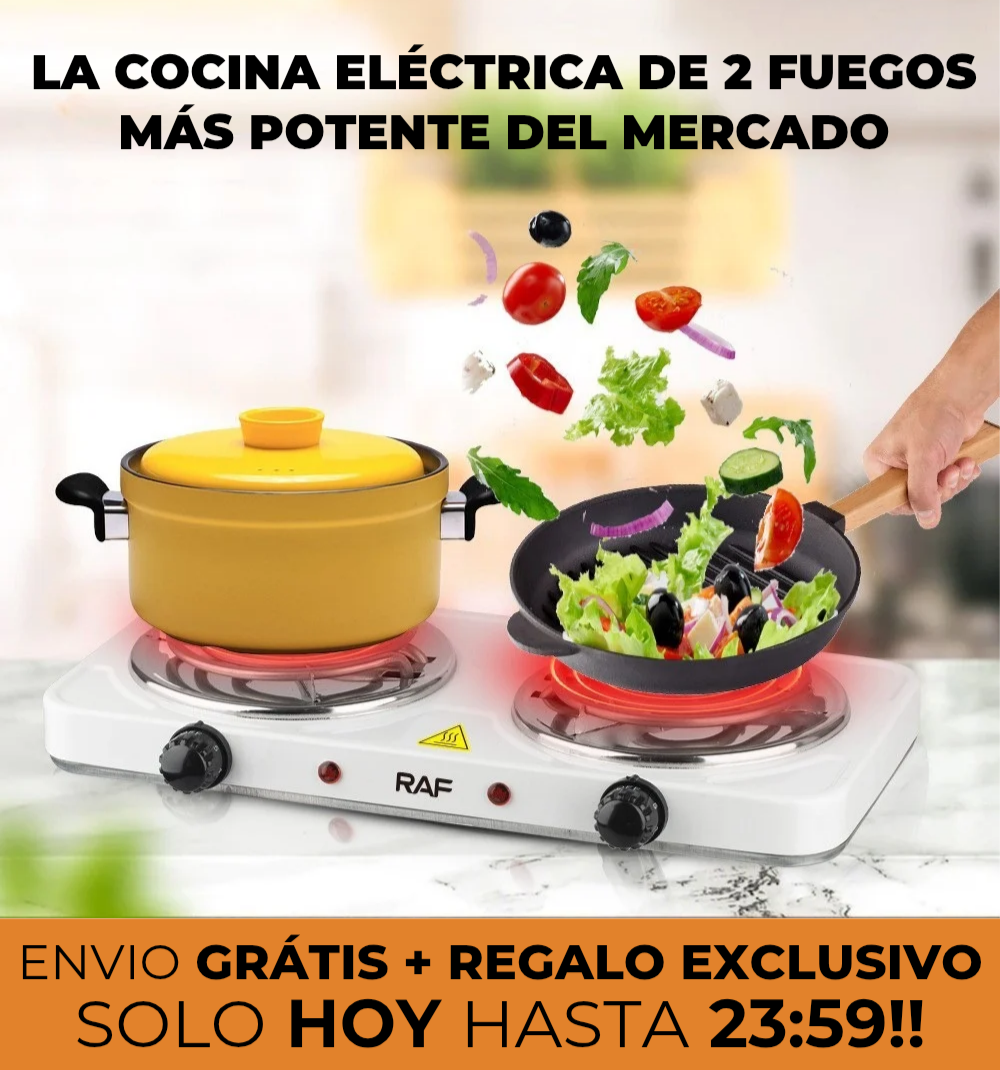 FuegoMango - Cocina Eléctrica Premium de 2 Fuegos + Regalos Exclusivos y Envío Gratís!
